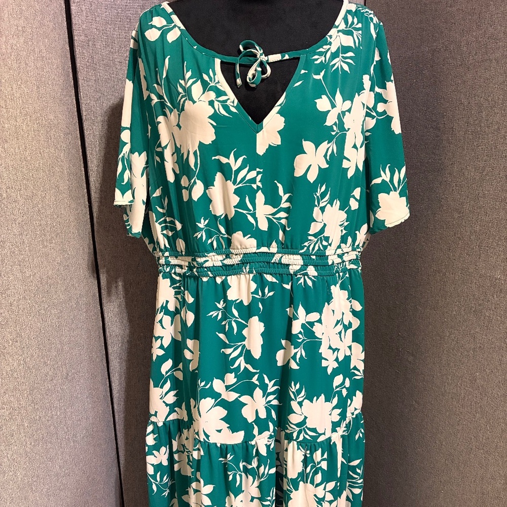 Teal Floral Print Maxi Dress